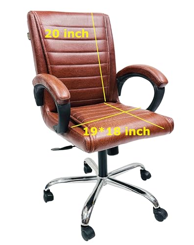 Image of Goyal steel & furniture Stylish Revolving Chair for Principal Manager Office with arm Rest with Wheels and Cushioned seat Back (1, Tan, Standard)