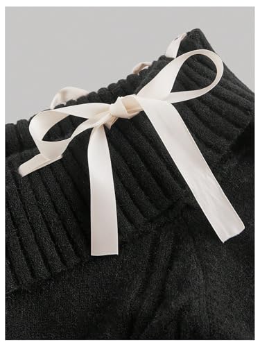 Image of SOLY HUX Women's Off The Shoulder Sweater Dress Bowknot Knit Mini Dresses Bodycon Long Sleeve Sweater Dress 2024 Trendy
