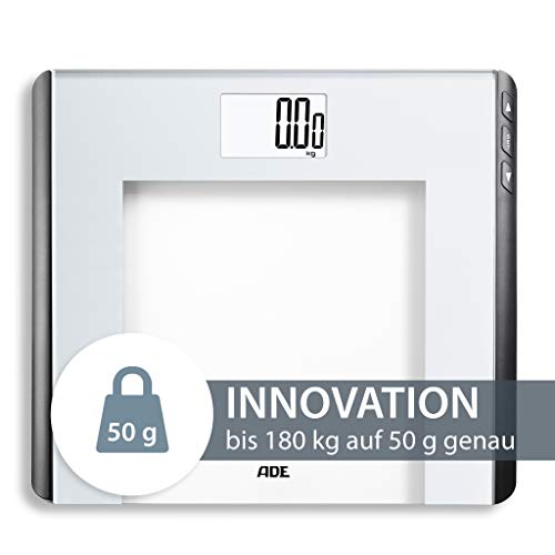 Digitale Personenwaage BE1907 Lilian (Badezimmerwaage mit 180 kg Tragkraft, präzise 50 Gramm-Schritte, BMI-Berechnung) silber