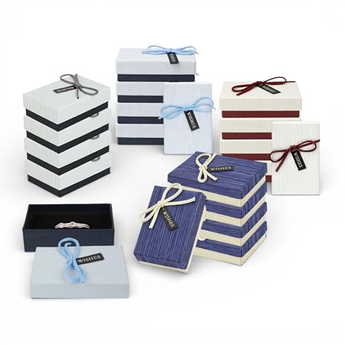 Boîtes à bijoux en carton texturé haut de gamme avec ruban pour coffret cadeau