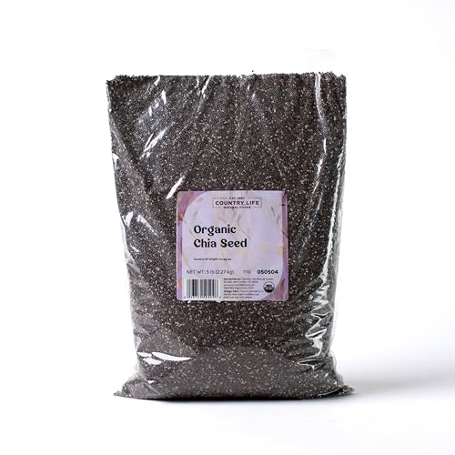 Non-GMO Organic Chia Seeds, High in Fiber, Omega-3 & Protein, 5 lb