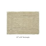 Better Trends Bathroom Rugs 17" x 24" 100% Cotton Bath Mat Reversible Absorbent Bath Rug Soft Tufted Machine Washable Mat for Shower Tub Sink Home Décor Sand