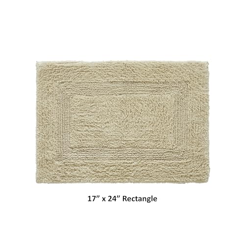 Better Trends Bathroom Rugs 17" x 24" 100% Cotton Bath Mat Reversible Absorbent Bath Rug Soft Tufted Machine Washable Mat for Shower Tub Sink Home Décor Sand