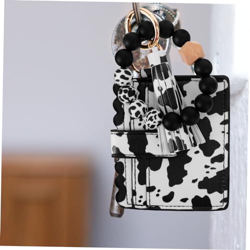 SAFIGLE Wristlet Wallet for Women Cow Pattern Beaded Clutch Fashionable Women's Card Holder Compact Purse3