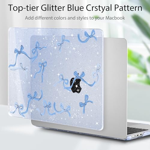 Image of Tuiklol for MacBook Air 13 inch Case M5 2026 M4 2025 M3 2024 M2 2022 Release Model A3449 A3240 A3113 A2681,Plastic Hard Shell Cover for MacBook Air 13.6 with Touch ID, Blue Bow