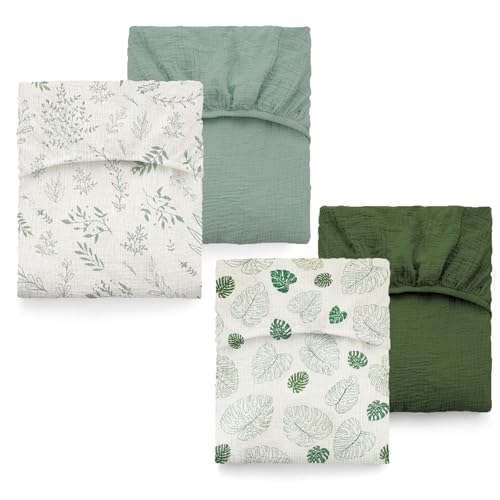 The ColoBrethy 4-Pack Muslin Crib Sheets for Baby Girl Boy,