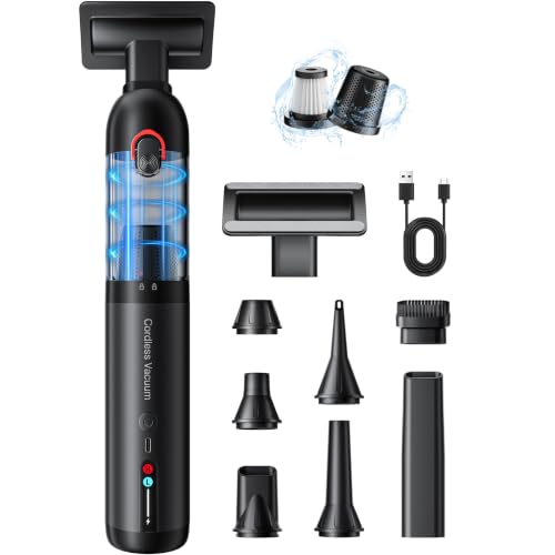 Image of Cordless Car Vacuum XJ02, 21KPa Portable Handheld Car Vacuum Cleaner, Pre-Filter & HEPA Filter System, 7800mAh Battery, Mini Vacuum with Multi Nozzles for Car, Home, Office, Pet Hair Cleaning