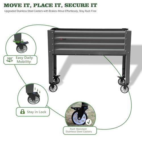 Image of Anleolife Rolling Elevated Raised Garden Bed with Wheels, Quartz Grey