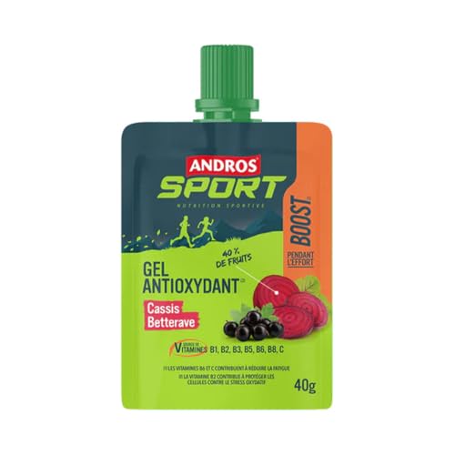 Andros Sport - Gel Antioxidante (40 G) - Geles energéticos - Fuente de energía rápida - Grosella negra Remolacha