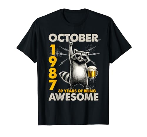 39th Birthday Raccoon Beer October 1987 Vintage 39 Years Old T�V���c