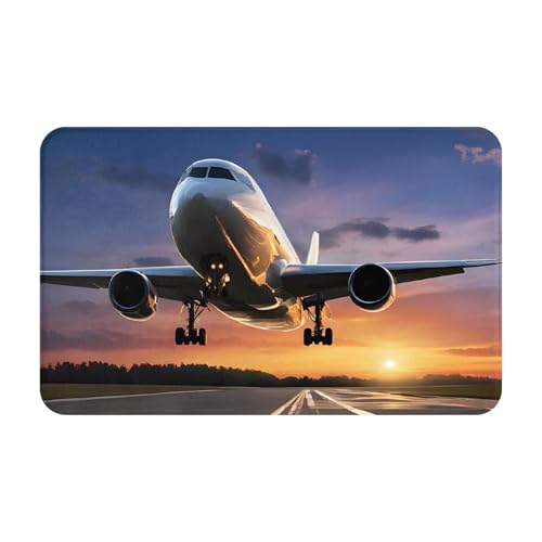 Airport Print Living Room Bathroom Kitchen Anti Slip and Absorbent Carpet, Indoor Entrance Door Muddy Floor Mat, Ultra Soft Washable Carpet 21x31.5 Inches
