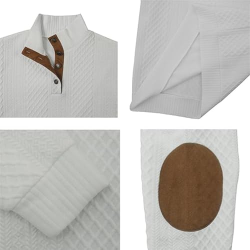 Men's Outdoor Casual Stand Button Long Sleeve Sweater, Stand Collar 1/4 Button Pullover Sweaters, Mens Cardigan3