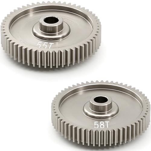 Spur Gear 55T 58T 0.6Mod High Speed Gear for Tamiya TT01, TT01D, TT01E, TT01ES 1/10 RC Car Replacement #53665 Upgrade Parts, Compatibility for 25T 0.6M Pinion Gear