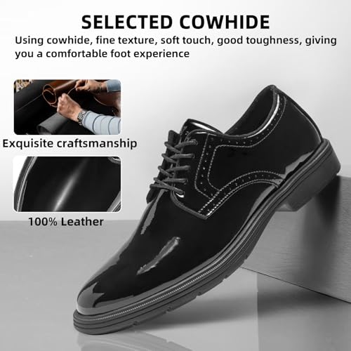 Men's Orthopedic Business Leather Dress Shoes: Arch Support Formal Wingtip Oxford, Plantar Fasciitis Cap Toe Comfort Oxfords, Orthotics Patent Tuxedo Sneakers for Foot and Heel Pain Relief3