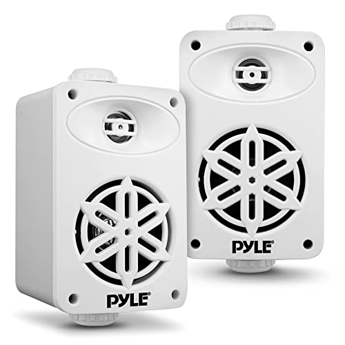 Image of PyleUsa Indoor Outdoor Speakers Pair - 200 Watt Dual Waterproof 3.5 inch 2-Way Full Range Speaker System w / 1 /2 inch High Compliance Polymer Tweeter - in-Home, Boat, Deck, Patio, Poolside (White) - PDWR35WT