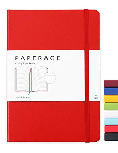 Paperage Lined Journal Notebook, Hard Cover, Medium 5.7 x 8 inches, 100 gsm