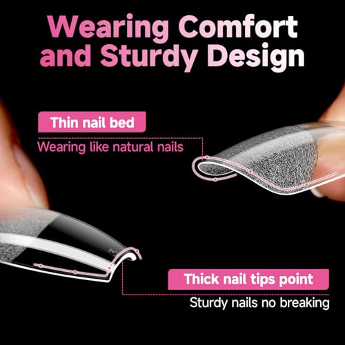 Image of UNA GELLA Long Coffin Nail Tips 312PCS Gel Nail Tips Coffin Pre-Shape