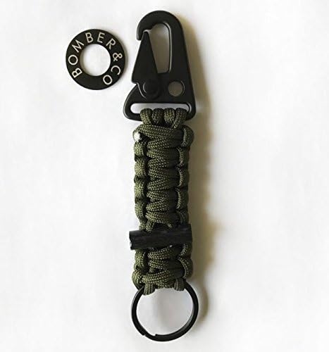 Bomber and Company Paracord Carabiner Survival Keychain Lanyard - Military Grade Type III 7 Strand 550 Lb Test Cord - Premium Survival Keychain Outdoor Gear - Black