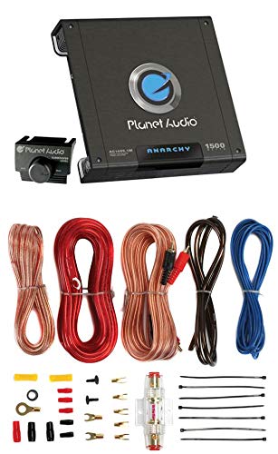 Planet Audio AC15001M 1500 Watt Monoblock Car Audio Amplifier Kit and 8 Gauge Amplifier Installation Kit with Bass Remote Control Included