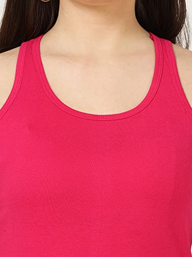 Image of FLEXIMAA Women's Cotton Plain Round Neck Sleeveless T-Shirt