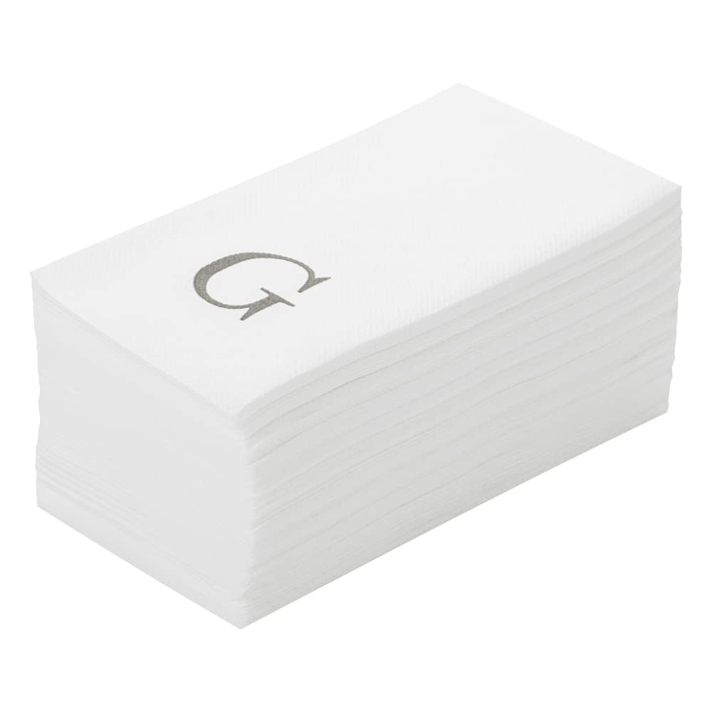 Luxenap - Servilleta rectangular de papel blanco con letra G, letra G, fuente Air Laid, Sans Serif, 15 3/4 x 8 pulgadas, caja de 50 unidades
