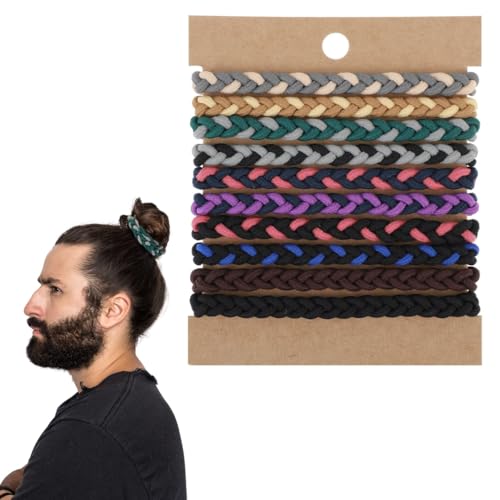 10 Pack Men Hair Ties, Elastic Longhairs Hair Ties for Men, Guys,...