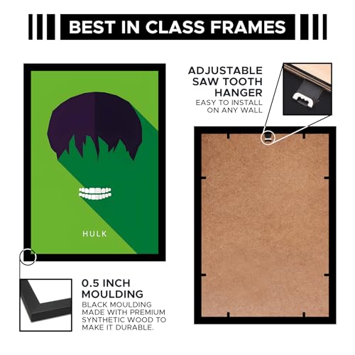 Image of CodersParadise Wood Superhero Avatar Wall Poster Frames - Pack of 6 | Framed Aesthetic Posters | 8 x 12 cm A4 Size Decorative Wall Art for Living Room, Bedroom, Home & Office Decor