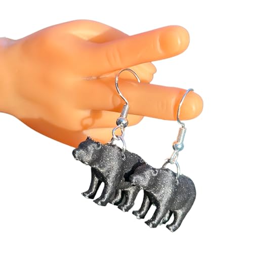 Bear Earrings in Resin Wildlife Dangle for Quirky Trendy Women and Girls
