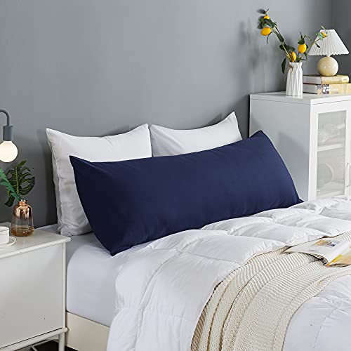 Elnido Queen Body Pillow With Pillowcase-Soft Long Bed Pillow For Adults-Breathable Full Body Pillow Insert For Sleeping,20X54Inches-Navy Blue #TOP1
