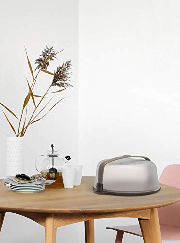 Foto von BIESSE 9920 Trendy Runder Kuchenbehälter mit Servierboden, Plastik, Grau, 37x37x16