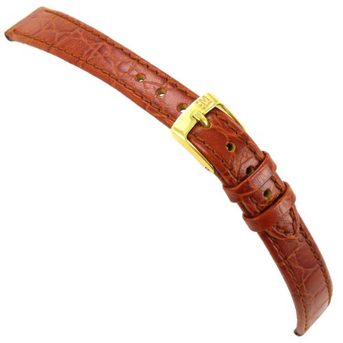 13mm Morellato Genuine Leather Crocodile Grain Tan Padded Stitched Ladies Watch Band 1563