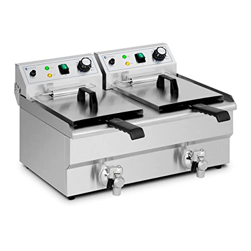 Freidoras Industriales Royal Catering Freidora Eléctrica Profesional para Hostelería RCPSF 18ETH (Potencia: 2 x 3.000 W, 2 x 11 L de volumen total...