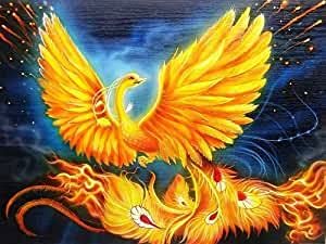 Diamond painting phénix d'or grand kit anti-stress pour oublier le calme du soir