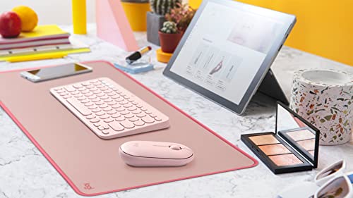 Logitech Desk Mat - Studio Series, Large Multifunctional and Extended Desk Mat, Desk Protector with Non-Slip Base, Durable and Waterproof Design - Pink