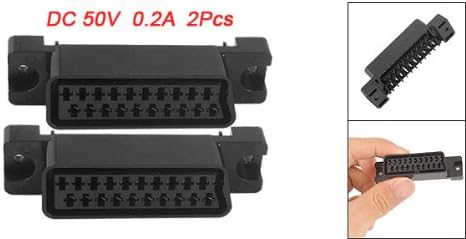 sourcing map 2 Pcs Dual Row Pin 21 Way PCB Mount Scart Socket CS-102, Black - Image 4