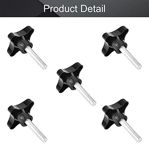 MroMax Clamping Handle Gripandles Screw Knobs Handgrips M10 x 50mm Threaded Plastic Metal Black 5pcs, 5pcs M10x50 - Image 4