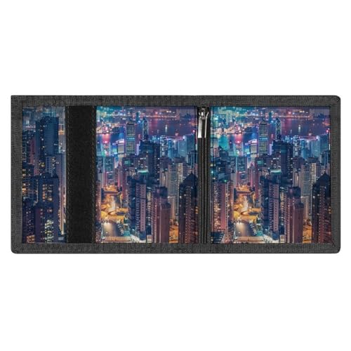 Hong Kong Print Trifold Wallet with ID Window & Key Ring | Slim Front Pocket Wallet with 8 Card Holder4