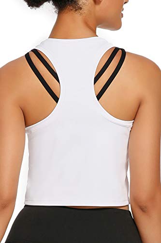 Evobak Workout Tops for Women - Yoga Shirts Racerback Crop Tops Athletic Exercise Gym Running Training Tanks Active Wear