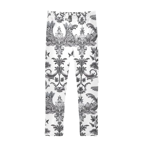 Kids High Waist Gray Flowers Floral Leggings for Toddler Girls 4T 202b5325