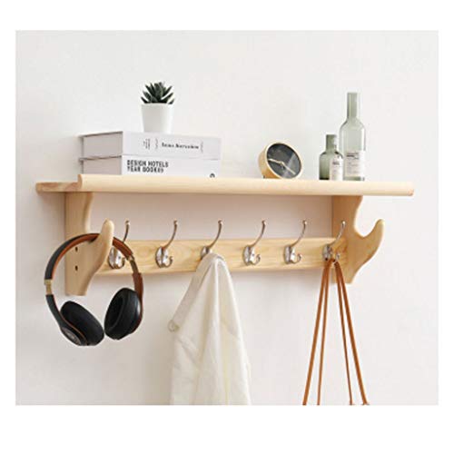 WYWY Perchero de Pared con Ganchos for Colgar Ropa montado en la Pared Estante, Puerta de Entrada de Madera rústico de la Vendimia Estante con Ganchos del Metal Perchero Ganchos de Pared
