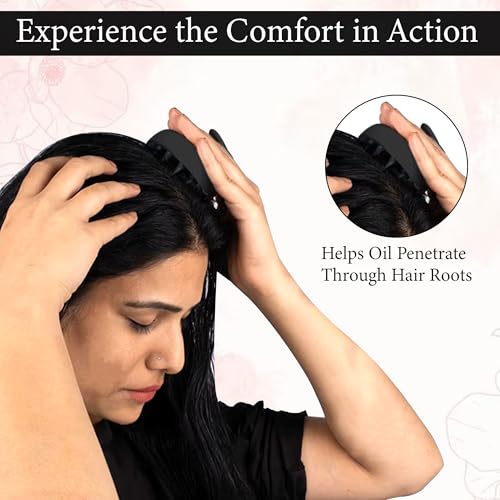 Image of GLUN Pack of 2 Scalp Shampoo Brush - Silicone Hair Scalp Massager for Dandruff Removal & Deep Cleansing (Black)