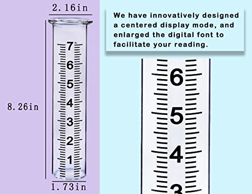 Biuwing 7" Capacity Glass Rain Gauge Replacement Tube For Outdoors Yard Garden With Lip, Best Rated, Easy To Read (2 Pcs) #TOP3