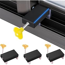 Pack 3 Cerraduras de Aluminio Para Ventanas Correderas - Cerradura Puerta Corredera - Cierre Para Garantizar Seguridad Ventana - Topes seguridad ventanas Ajustables con Llaves Incluidas. (Negro)