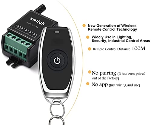 WOODGUILIN Remote Control Switch, 12V Wireless Switch, DC 5V/12V/24V 10A Dry Contact Relay Mini Remote Switch - Image 4