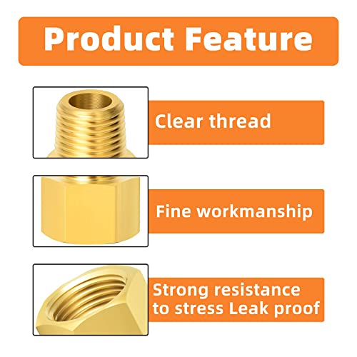 Gasher 15Pcs Brass Pipe Fitting, Hex Bushing, Reducer Adapter, Reducing Hex Nipple 3/8 Inch Npt X 1/4 Inch Npt #TOP2