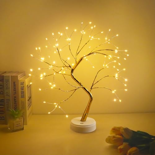 CNMTCCO LED arbre de Noël, 108 LED, branche réglable, alimenté USB/batterie, lumière blanche chaude, décoration intérieure salon chambre