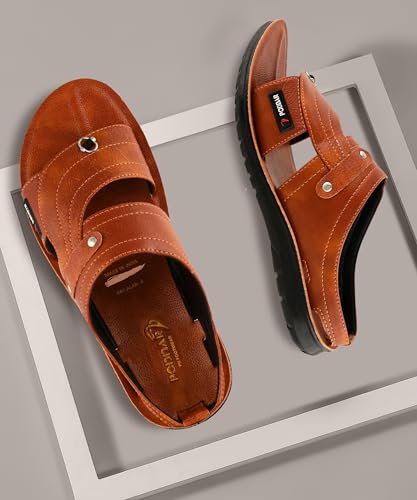 Image of Poddar PU Slippers for Men | Premium Daily Use Footwear | Comfortable Soft Sole Anti-Skid Sandals | Stylish Lightweight Casual Chappal for Office, Home & Outdoor Use