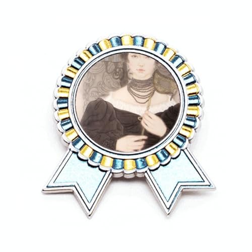 Broche peinture chinoise métal noir accessoire mode femme taille M