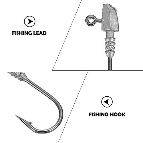BESPORTBLE 10 peças de anzóis de pesca, gancho prático de cabeça de chumbo, gancho de isca de pesca