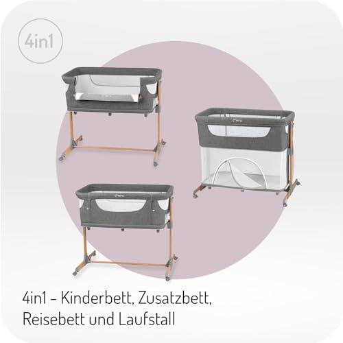 Momi SMART Bed 4-in-1 Kinderbeistellbetten bis 15 kg, Beistellbett für Babys mit Matratze, Höhenverstellbar